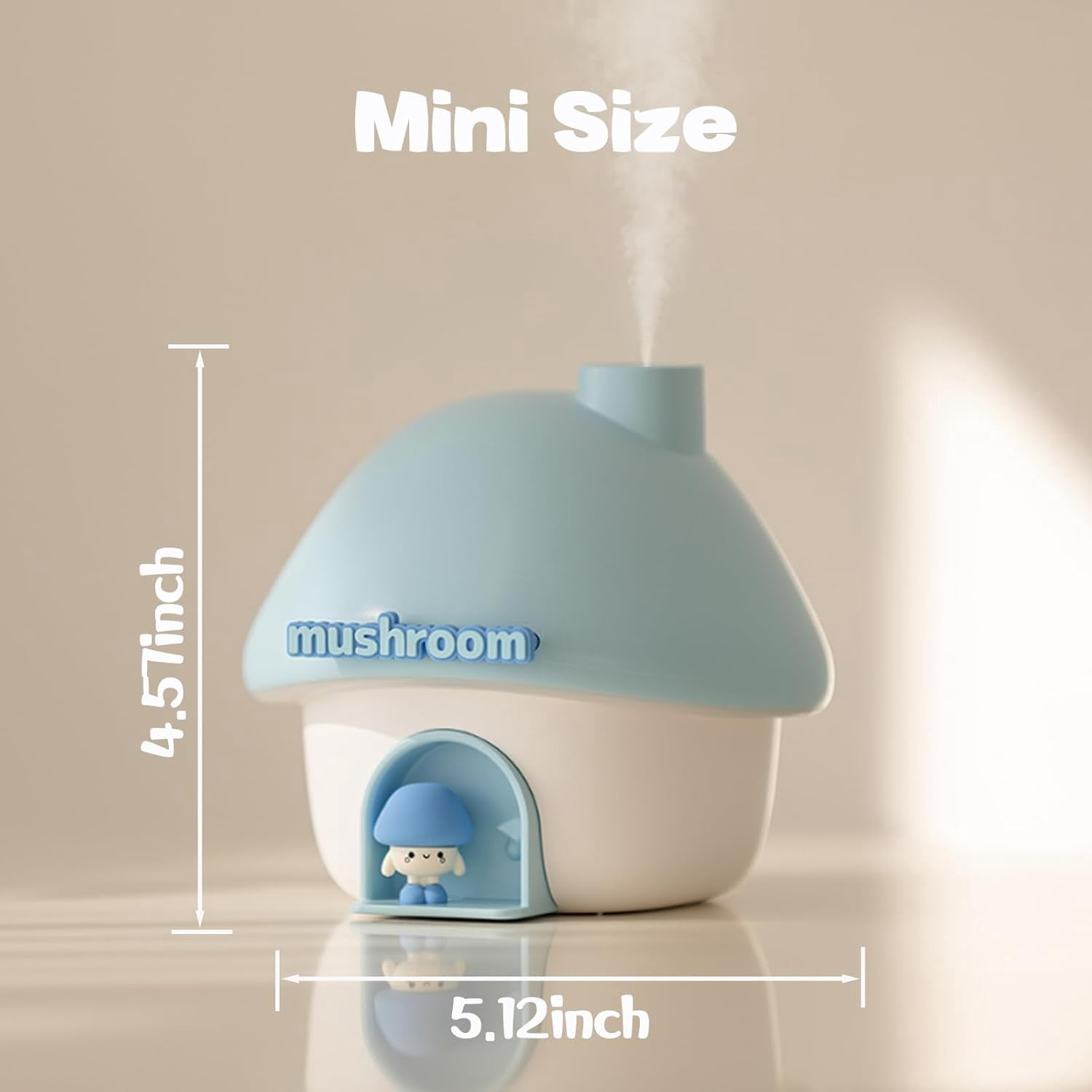 Small Humidifier for Bedroom, 300ML Mushroom House Mini Humidifier with 6 Colors Sunset Light, 2 Spray Modes Portable Baby Humidifier, Cute Rechargeable Mushroom Night Light for Kids