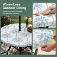 thumbnail image 5 of Round Outdoor Tablecloth with Umbrella Hole and Zipper, Teal Palm Tree Tablecloth with Elastic Waterproof, Tropical Summer Botanical Forest Modern Patio Table Covers for 31" - 35" Picnic Pool Tables, 5 of 9