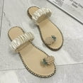 thumbnail image 6 of AnuYalue Cute Slide Sandals for Women Flip Flops with Clip Toe Ring Pearls Rhinestone Crystal Jeweled Sandal Shoes for Summer Beach Oceanside Holiday Outdoor, 6 of 7