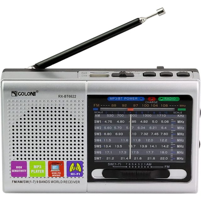 Radio inalámbrica multifunción JanHm FM/AM/SW Altavoz Bluetooth plateado