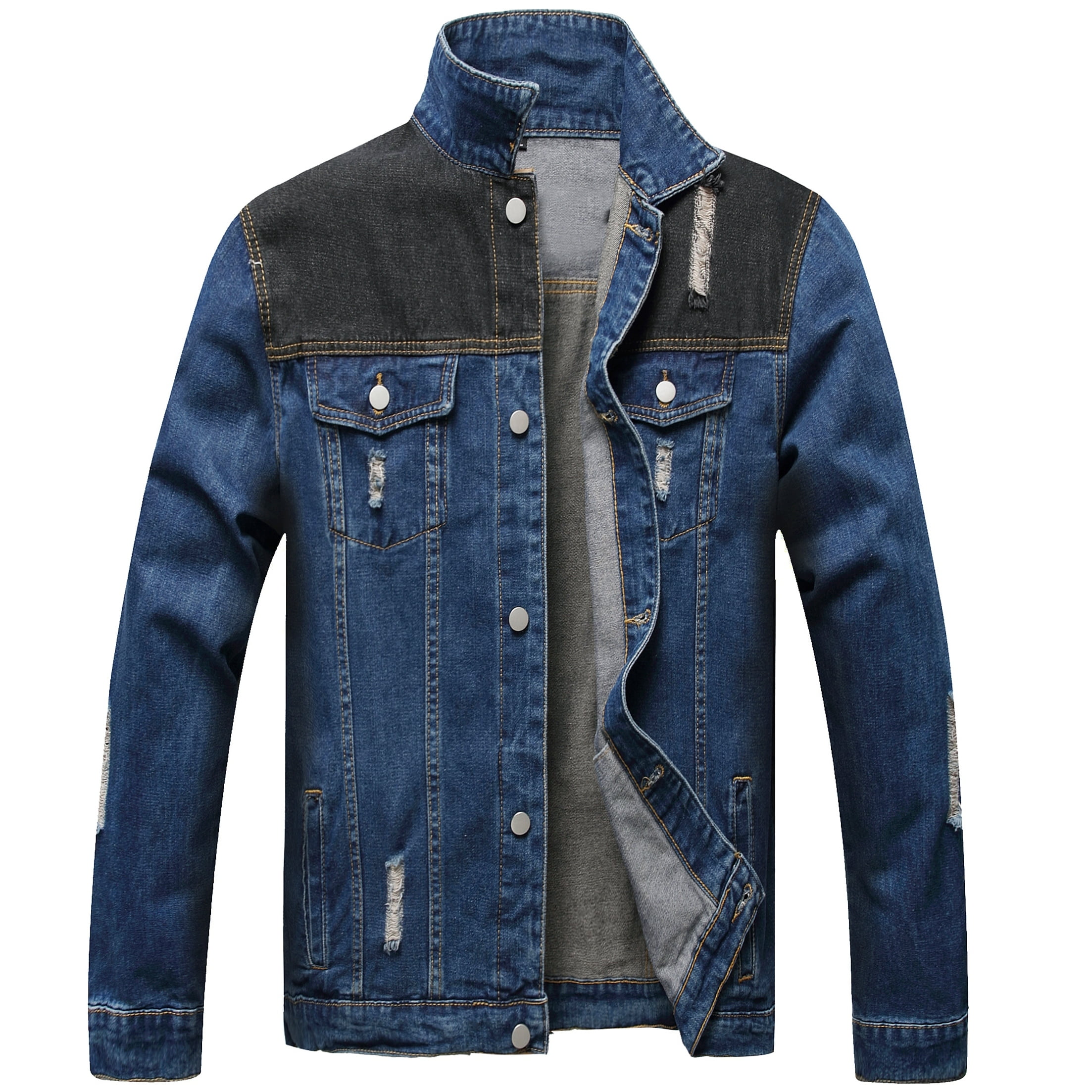 Mens color block denim jacket hotsell