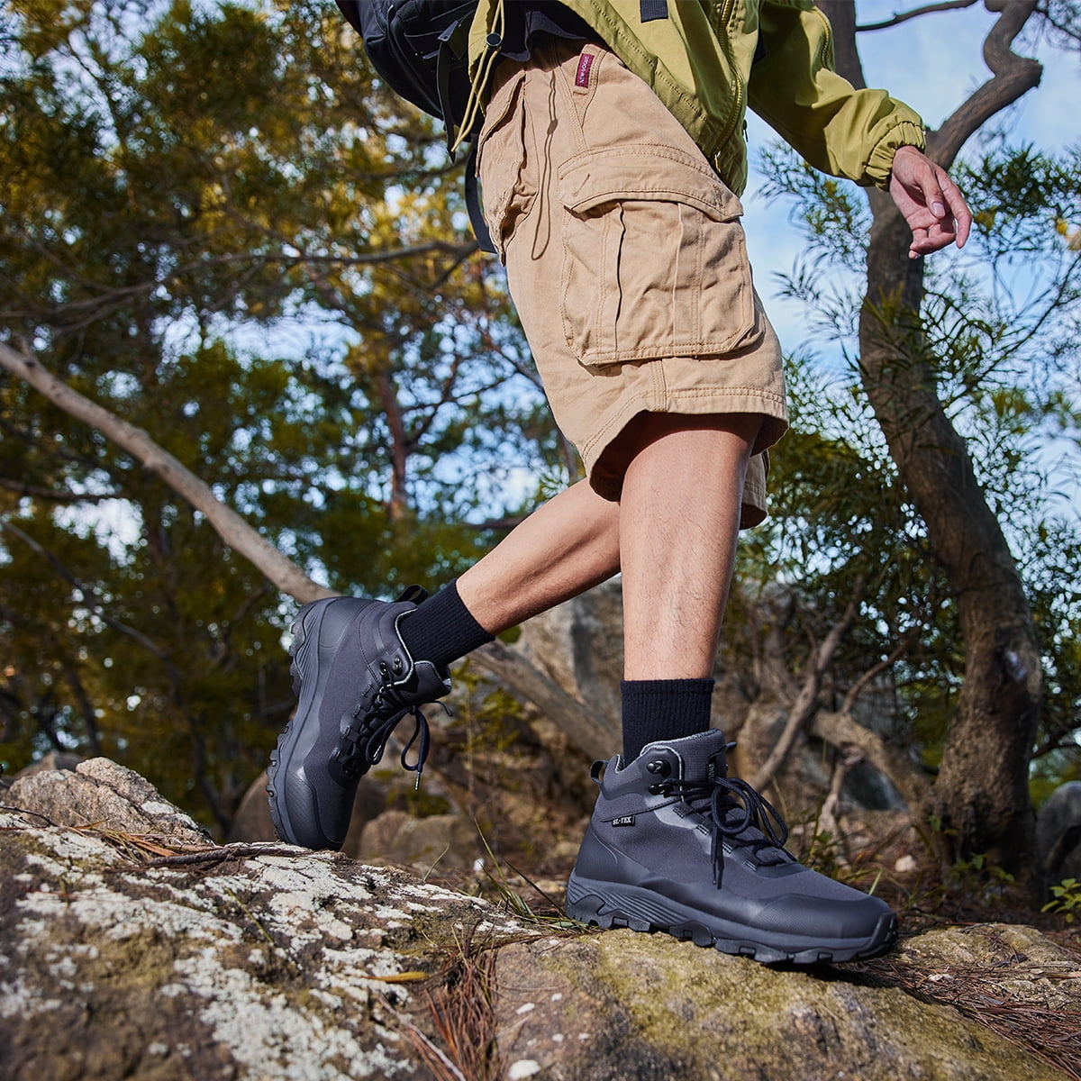 COM STAR Men Hiking Boots Breathable Outdoors Mid Ankle Walking Shoes Lightweight Mountaineering Shoes  for Trekking, Camping