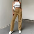 thumbnail image 2 of Women's Casual Cargo Pants High Waisted Comfortable Workwear Trousers For Daily Wear And Commuting With Pockets And Buttons, 2 of 8