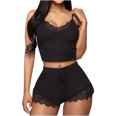 

Deals of the Day Tarmeek Women s Sexy Lingerie Women Sexy Lingerie Fashion Solid Pajamas Sleeveless Lace Cami Shorts Pajama Set Teddy Babydoll Bodysuit Sexy Lingerie for Women Naughty for Sex/Play