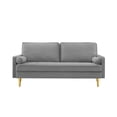 thumbnail image 6 of 65" Velvet Sofa Couch, Loveseat Sofa, Deep Seat Comfy Sofa Couches Leisure Reading Sofas Small Modern Sofa Couch for Living Room Bedroom Office Apartment, Grey, 6 of 6