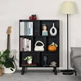 KEERDAO Black Bookshelf,3 Tier Modern Bookcase with Legs,Bookshelves
