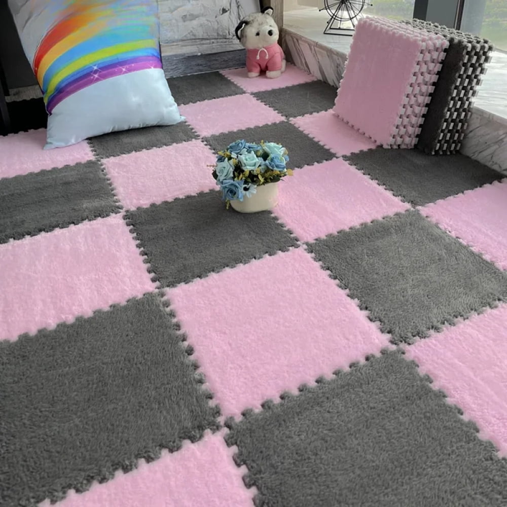 30*30CM Soft Plush Children Kids Rug Play Mat Puzzle Carpet Warm Playmat Interlocking Exercise Tiles Floor Carpet Decoration Mat