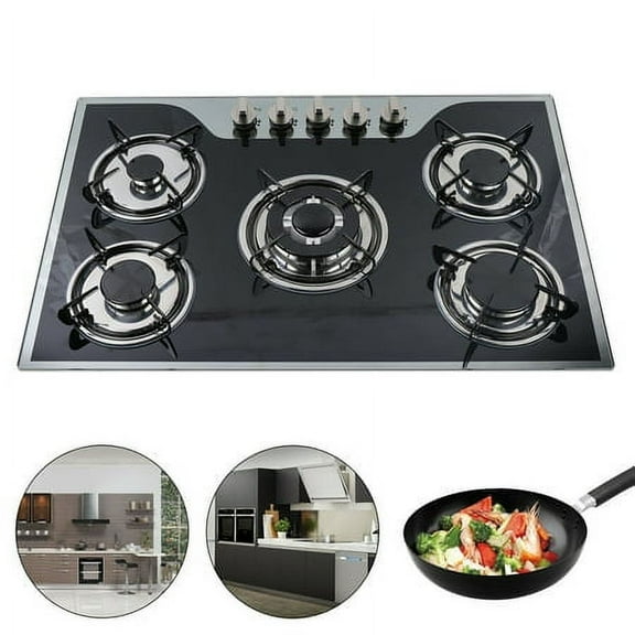 30.3" 5 Built-in Gas Cooktop Adjustable Hob Burners LPG/NG Gas Hob Cooktops Cook