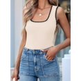 thumbnail image 6 of Women's Square Neck Tank Tops Summer Sleeveless Shirts Casual Slim Fitted Color Block Ribbed Tanks Color S, 6 of 10