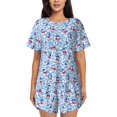 thumbnail image 1 of Fotbe Red Cherries Conjunto de Pijama Estampado para Mujer, 2 Piezas, Ropa de Dormir con Camiseta de Manga Corta y Shorts Suaves-Small, 1 of 6