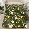 thumbnail image 2 of Manfei Retro Butterfly Queen Sheet Sets, Rustic White Flower Floral Flat Sheet, Teens Girls Female Kids Queen Fitted Sheet, Luxury Bedroom Decor, 4-Piece, 2 of 7