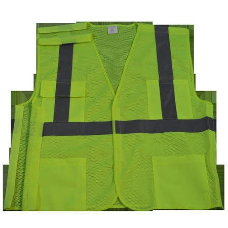 

Petra Roc LVM2-5PB-2X-3X Safety Vest Ansi Class Ii Lime Mesh 5-Point Break Away 2X & 3X