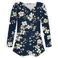 thumbnail image 7 of Stamzod Fall Women Blouses Fashion Floral Printed V Neck Pullover Tops Casual Long Sleeve Shirts for Women Navy B M, 7 of 7