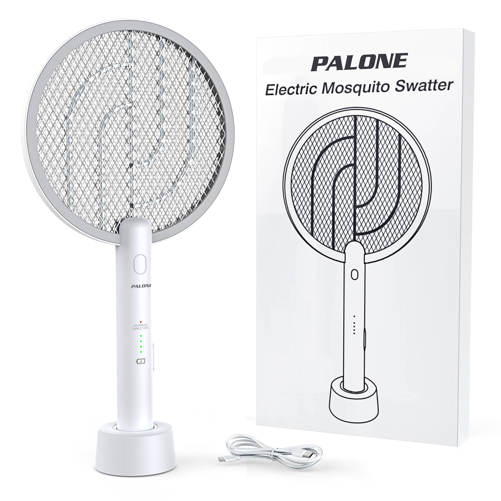 Bug Zapper, PALONE 2 in 1 USB Rechargeable Electric Fly Swatter Lamp & Racket, 3000V Pest Insects Control Flying Bugs Trap Mosquito Killer for Home, Kitchen, Office, Outdoor