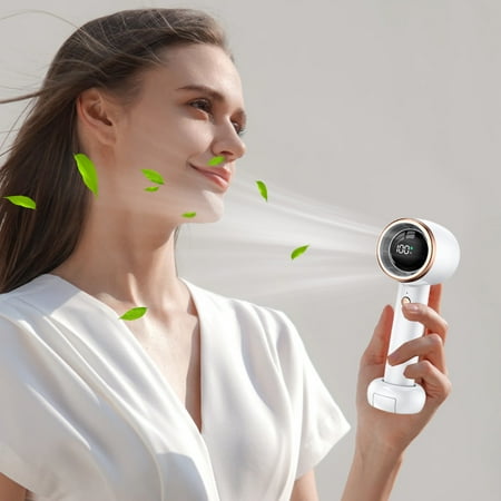 

Compact and portable ultra-powerful handheld fan Rechargeable model with long battery life 100 speeds to open a gate as you wish Concealed stand function Cools