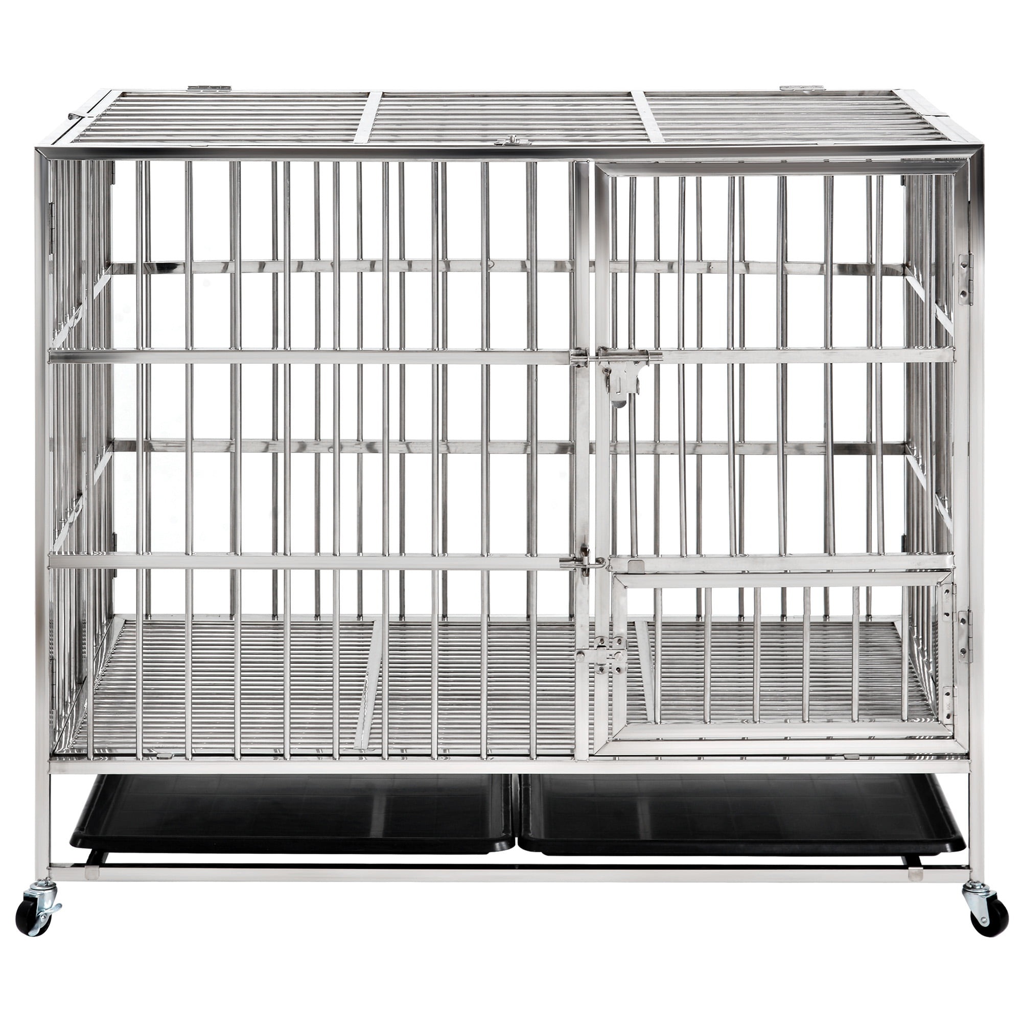 43'' Dog Kennels and Crates, Indoor Heavy-Duty Stainless Steel Dog Cage Heavy Duty Stainless Steel Dog Crate