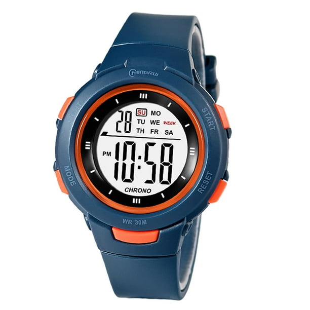Reloj digital deportivo para niños y niñas, reloj electrónico resistente al agua, reloj de pulsera con Azul oscuro
