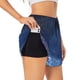 thumbnail image 1 of Balery Retro Blue Glitter Pantalones cortos deportivos para mujer con forro y dos bolsillos, elásticos, para entrenamiento, gimnasio, yoga-Small, 1 of 7