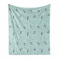 thumbnail image 1 of Dragonfly Soft Flannel Fleece Throw Blanket, Hand Drawn Composition of Bugs Perching on Swirled Lines Botany, Cozy Plush for Indoor and Outdoor Use, 50" x 70", Pale Blue Purple, by Ambesonne, 1 of 6