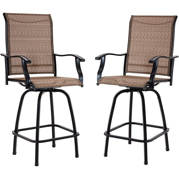Outdoor Swivel Bar Stools All Weather Counter Height Tall Patio Chair 2 Pack For Garden Backyard Com Outdoor Swivel Bar Stools All Weather, Bar Height Outdoor Swivel Chairs