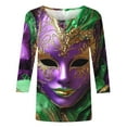 thumbnail image 4 of QATAINLAV Birthday Gifts Mardi Gras Shirts for Women Carnival Party Tunic Blouses 3/4 Sleeve 3D Print Casual Fashion Shirts Tops Multicolor L, 4 of 6