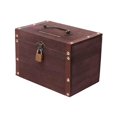 thumbnail image 3 of Hucha, caja de madera, adorno, caja de monedas portátil, del Tesoro, caja de dinero para apartamento, escritorio, granja, decoración del hogar, Marron oscuro Macarena Cofre del tesoro, 3 of 8