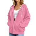 thumbnail image 4 of Womens Long Sleeve Zip Up Hoodies Plus Size Drawstring Comfy Tunic Sweatshirt Casual Lightweight Fall Jackets with Pockets, 4 of 8
