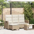 thumbnail image 1 of vidaXL Reclining Garden Sofa with Cushions L-shaped Beige Poly Rattan, 1 of 5