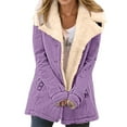 thumbnail image 2 of Jacket Women Long Sleeve Jackets with Hood Autumn Winter Mid Length Casual Outerwear Cozy Comfort Women's Coats Purple XXXL, 2 of 5