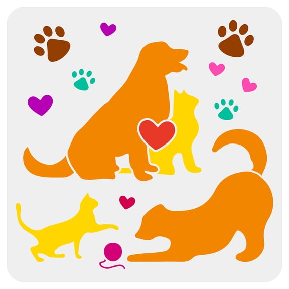 1 pc PET Hollow Out Drawing Painting Stencils for DIY Scrapbook Photo Album Dog 30x30cm for DIY