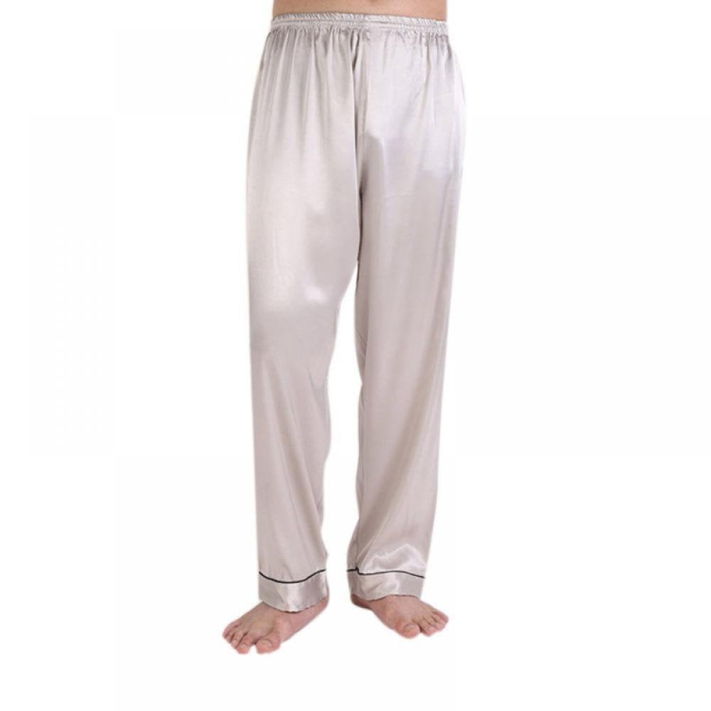 Generic Men s Luxury Silk Sleepwear Pants Pajamas Pants Grey L