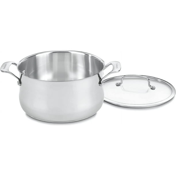 Cacerola Cuisinart Contour de acero inoxidable de 6 litros con tapa de vidrio
