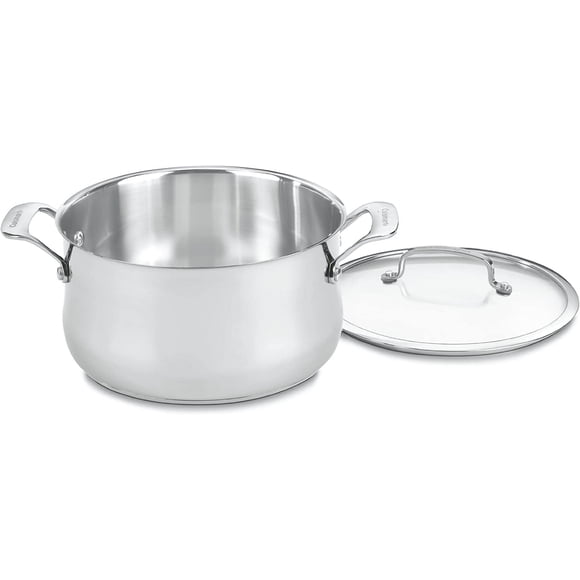 Cacerola Cuisinart Contour de acero inoxidable de 6 litros con tapa de vidrio