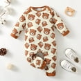 thumbnail image 3 of 9 Months Baby Boys Romper 12 Months Boys One-piece Bodysuit Bear Print Infant Boys Long Sleeve Bodysuit Brown, 3 of 7