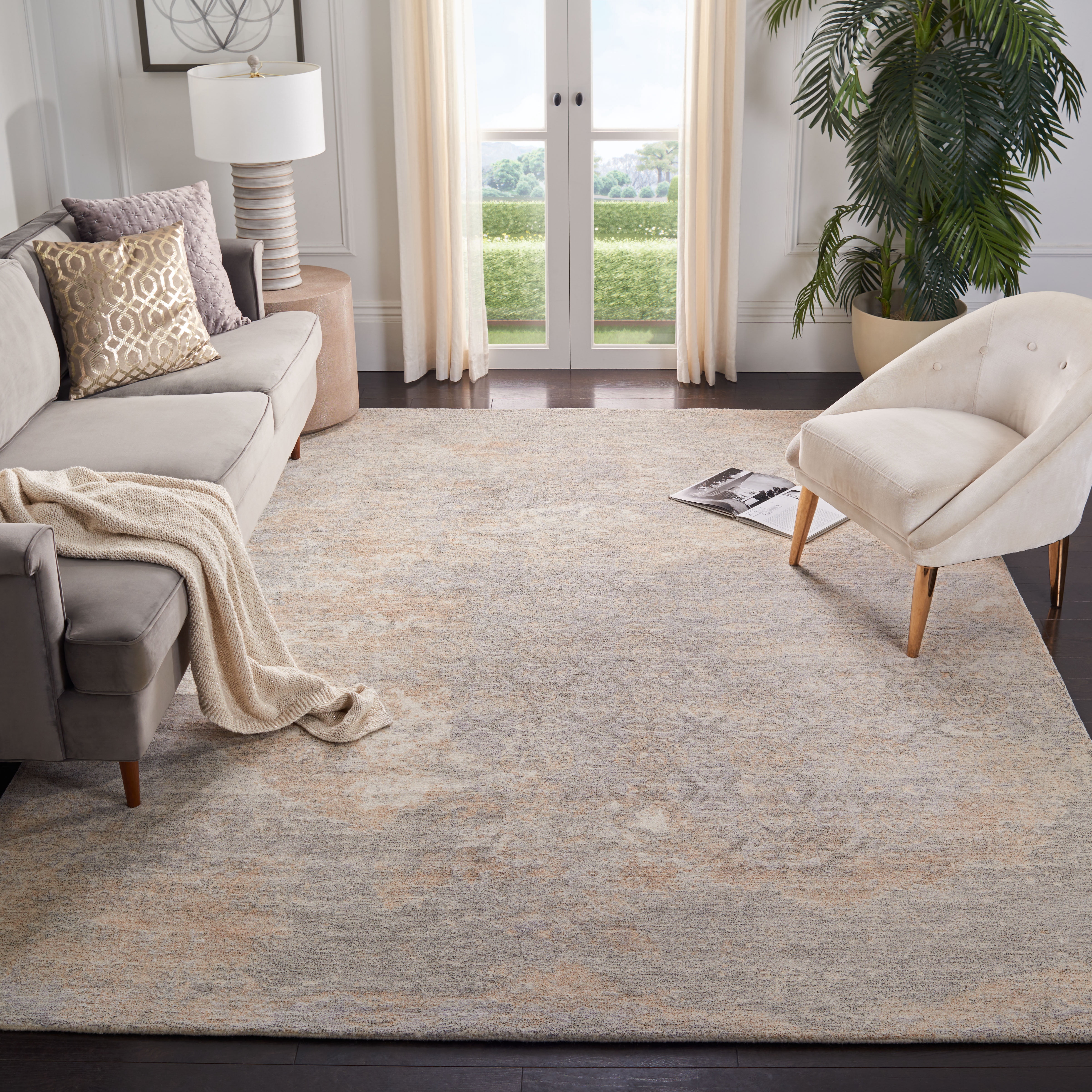 SAFAVIEH Restoration Vintage Lara Abstract Area Rug, Gold/Ivory, 8' x 10'