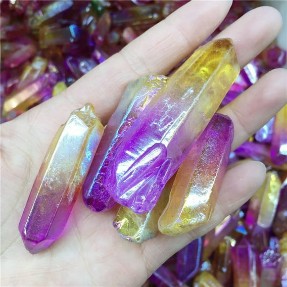 Pebble tray for plant humidity! Natural Crystal Plated Color Single Crystal Plated Blue Pink Purple Multicolor Crystal Column