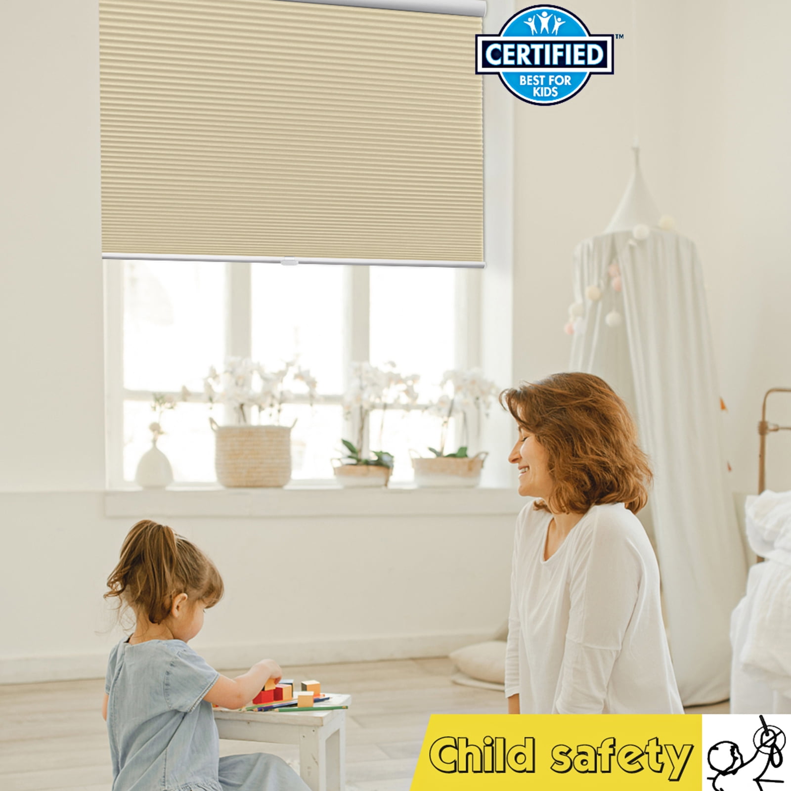 Keego 100% Blackout Cellular Window Shades Cordless Honeycomb Blinds for Window Size and Color Customizable for Home Bedroom Decor Coffee 41"w x 44"h