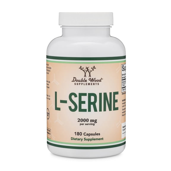 L-Serine Capsules - 2,000mg Serving Size Used in Study on Cognitive Function, 45 Day Supply, 180 Count (Amino Acid for Serotonin Production and Brain Support)