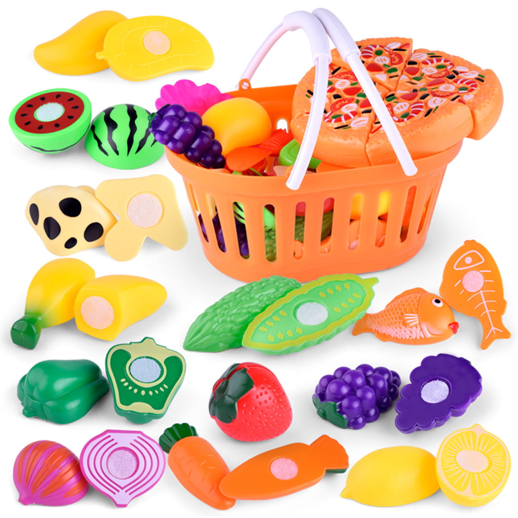24Pcs Fruits Vegetable Food Toy Child Kids Pretend Role Play Plastic Cutting UK 
