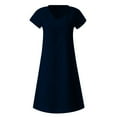 thumbnail image 3 of JUNWELL Robes d'Été pour Femmes 2023 Coton Lin Robe Décontractée Col en V Manches Courtes Ample Grande Taille, 3 of 7