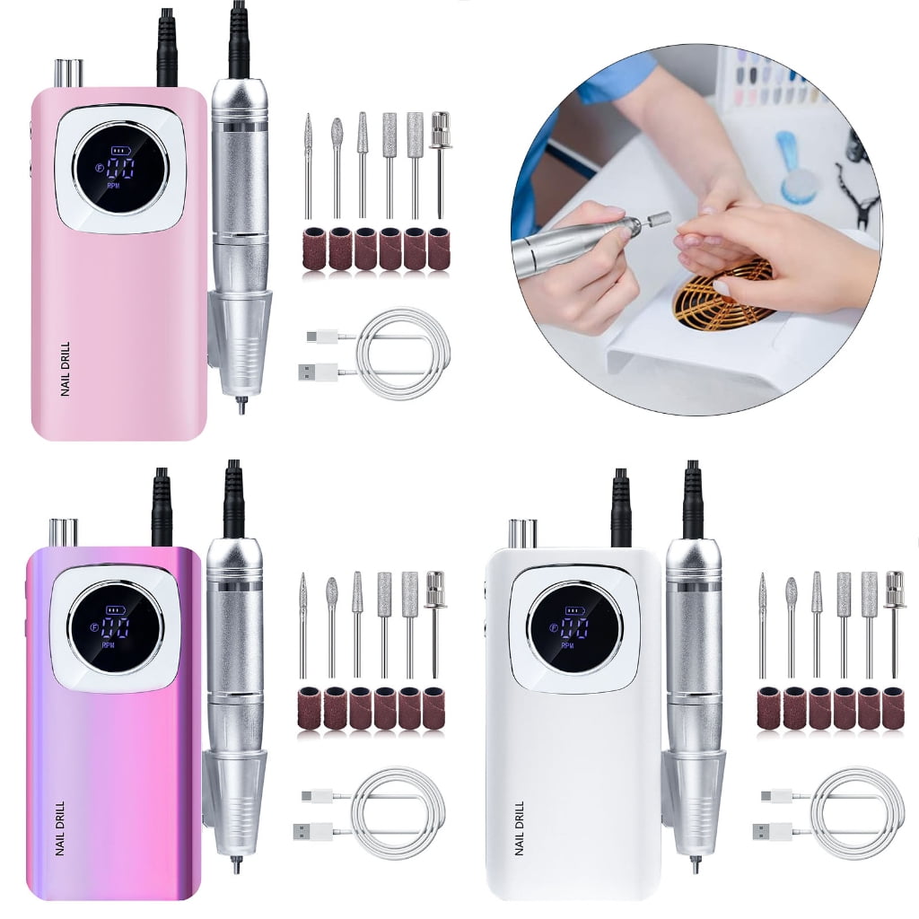 PatungKu 45000RPM Nail Drill with Nail Drill Bits Low Noise Electric Nail Files for Woman