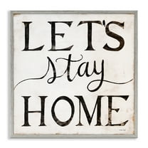 Stupell Industries Vintage Let's Stay Home Typography Painting Gray Framed Art Print Wall Art, 12 x 12