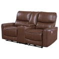 thumbnail image 5 of Benjara Lima Power Recliner Loveseat- Brown Faux Leather- USB Port- Foam- 72", 5 of 6