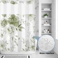 thumbnail image 2 of No Hook Shower Curtain, Sage Green Flower Shower Curtains for Bathroom with See Through Top Window, Watercolor Gradient Retro Floral Waterproof & Washable Bath Curtain Extra Long 72"x96", 2 of 9