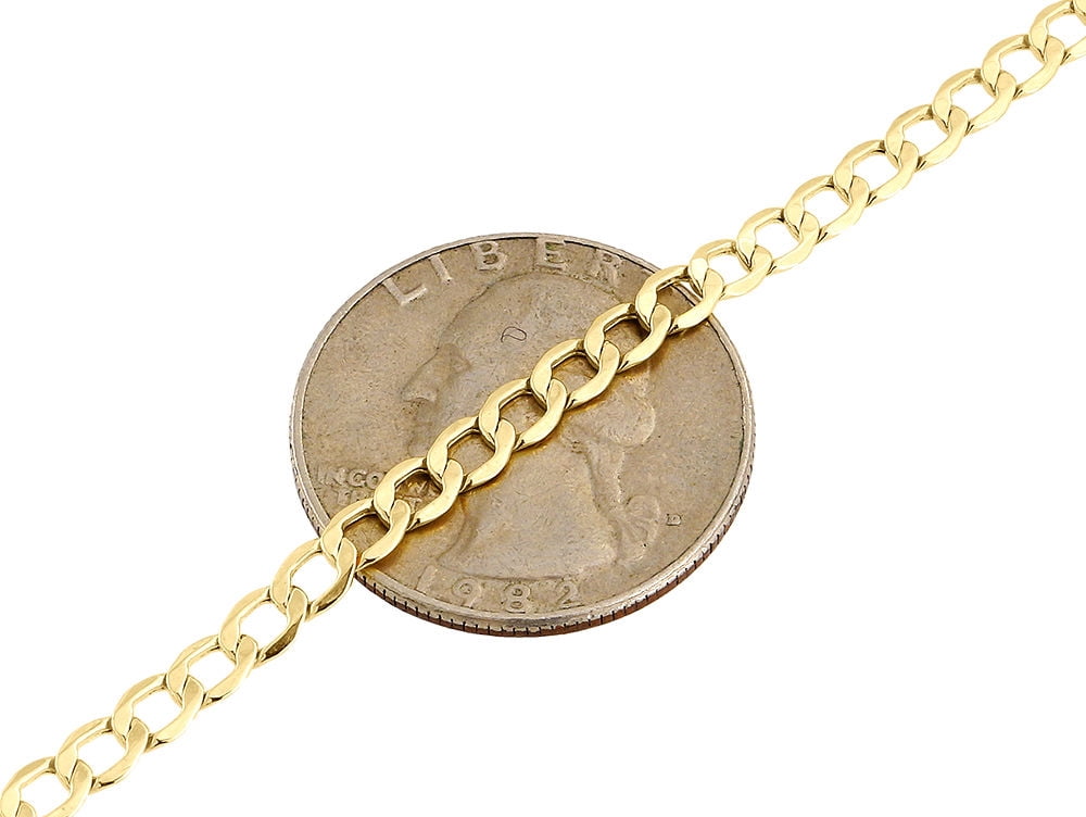 Mens or Ladies 10K Yellow Gold Flat Curb Cuban Chain 3.90mm Necklace 28 Inch