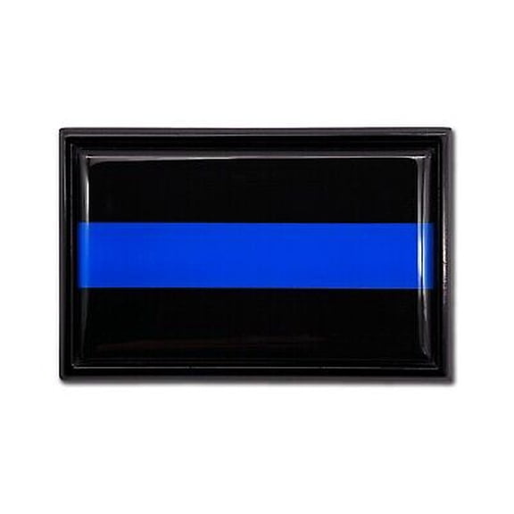 Police Thin Blue Line Flag 3.82" x 2.5" x .15" Black Metal Car Auto Emblem