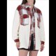 thumbnail image 3 of Chaqueta de Franela Abotonada de para Mujer, con Solapa Afelpada, Larga, Blusa A Cuadros, Otoño Rojo S, 3 of 8