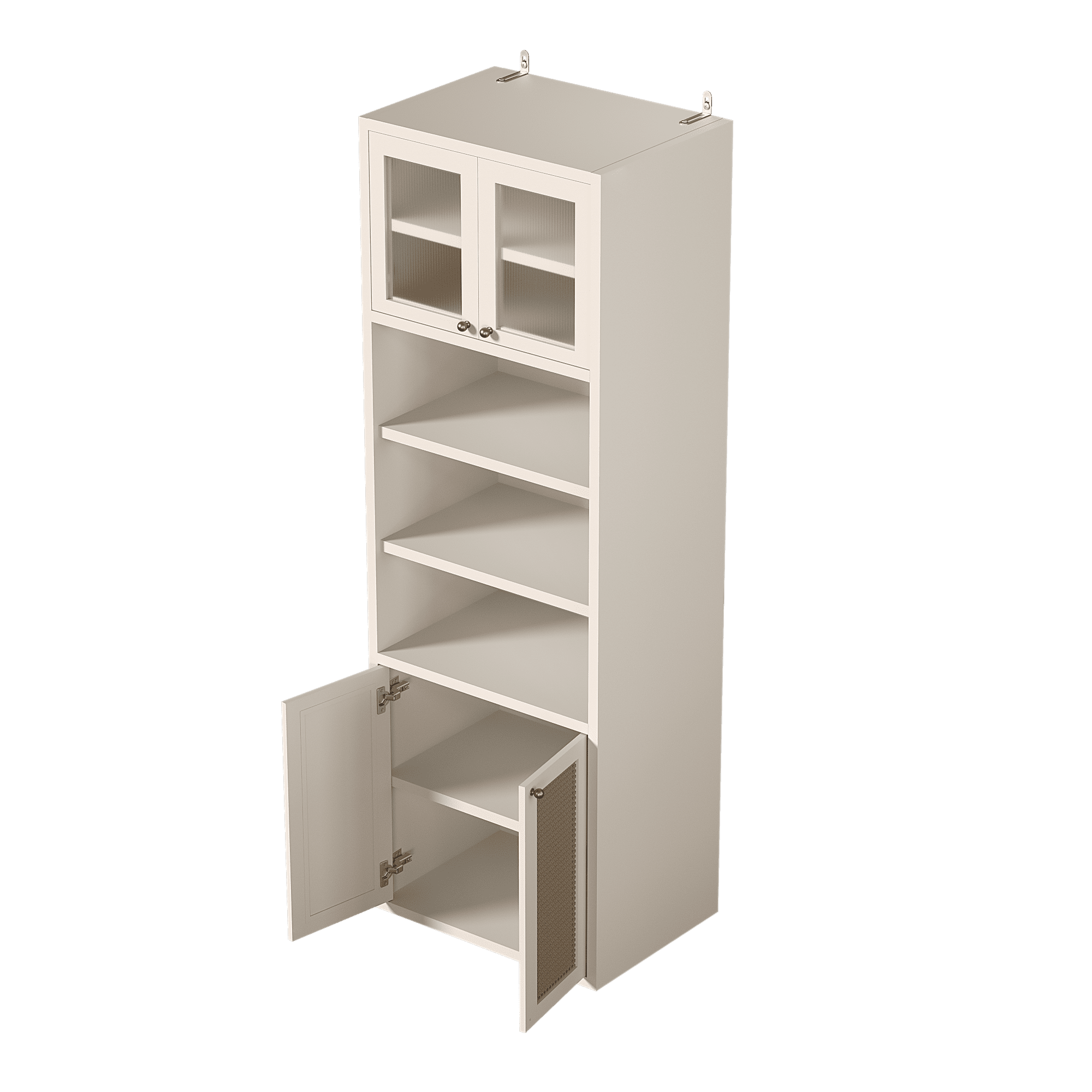 Mintazer 71" Tall Kitchen Pantry Storage Cabinet, Freestanding Modern Kitchen Cabinet with Open Shelf for Living Room, Dining Room, White