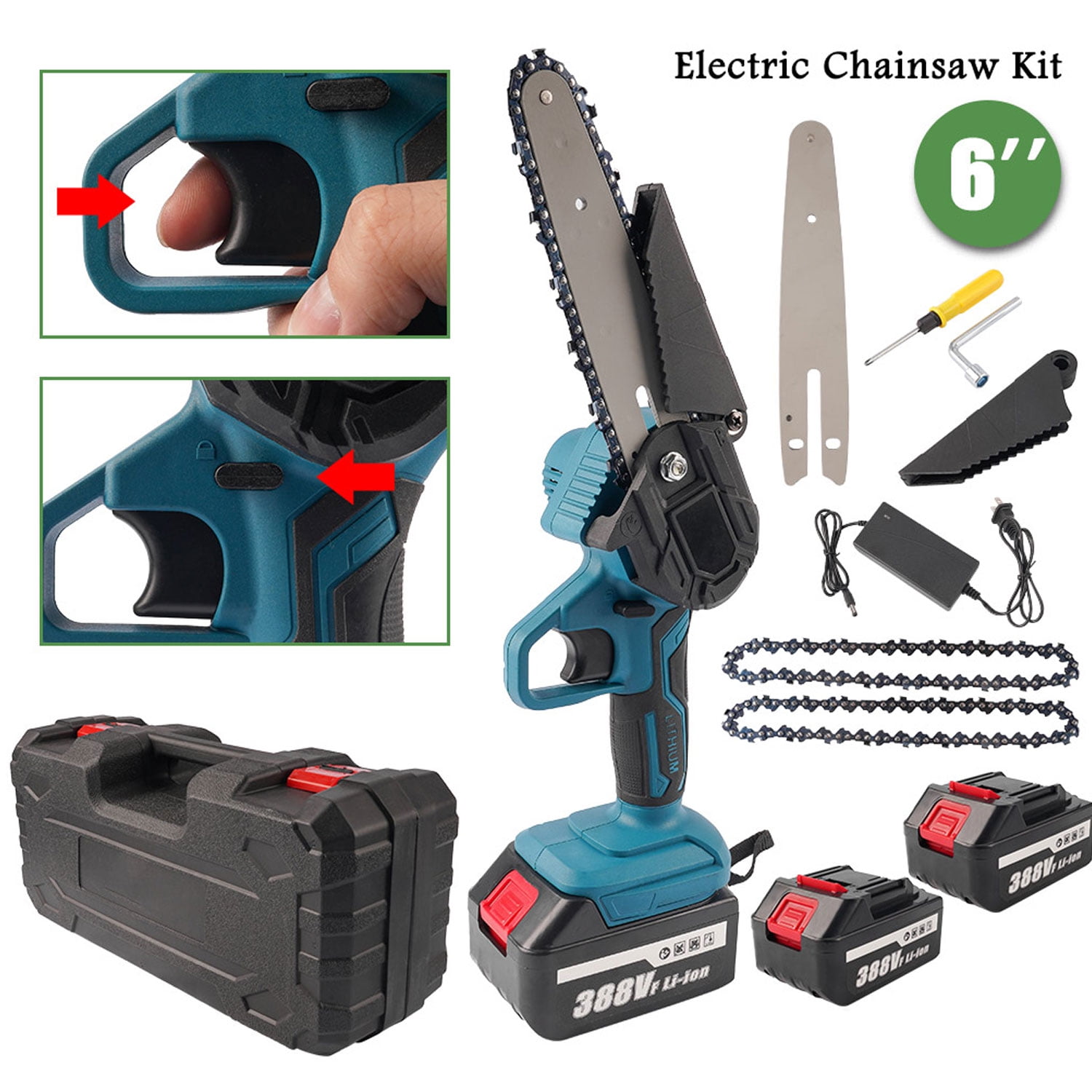 Aggxpf 6 Inch Mini Chainsaw, Cordless Mini Saw with 2 Batteries, Mini