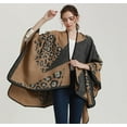 thumbnail image 4 of CoCopeaunt Women Leopard Shawl Wraps Winter Classic Poncho Sweater Cardigan Cape Open Front Long Coat Scarf, 4 of 5